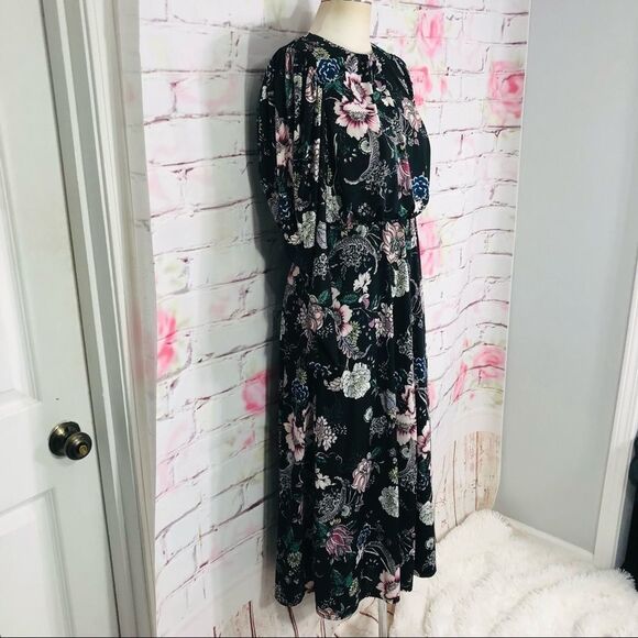 AFRM long sleeve floral open back midi dress - Picture 4 of 12